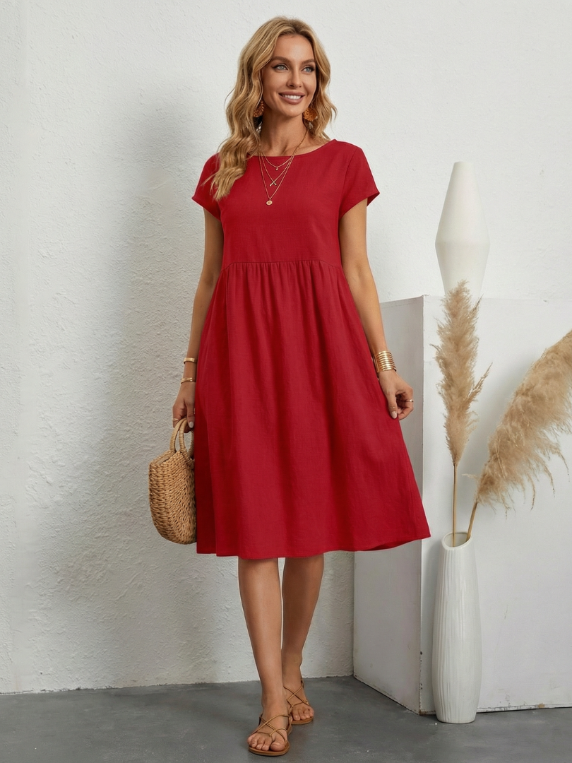 Tamsindra | Short Sleeve Knee Length Pocket Dress