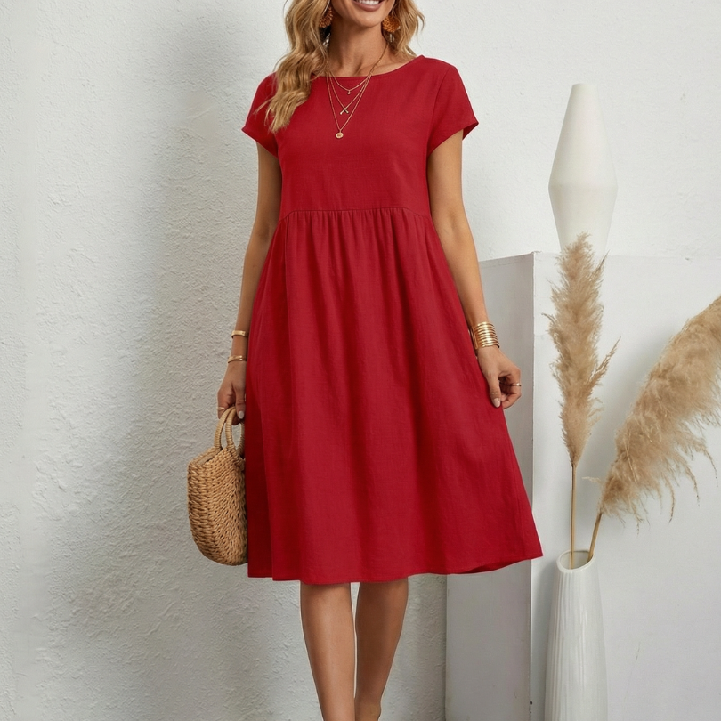 Tamsindra | Short Sleeve Knee Length Pocket Dress
