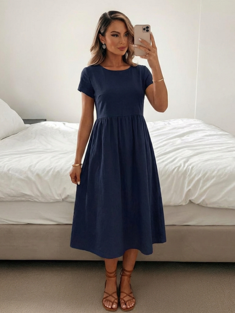 Tamsindra | Short Sleeve Knee Length Pocket Dress