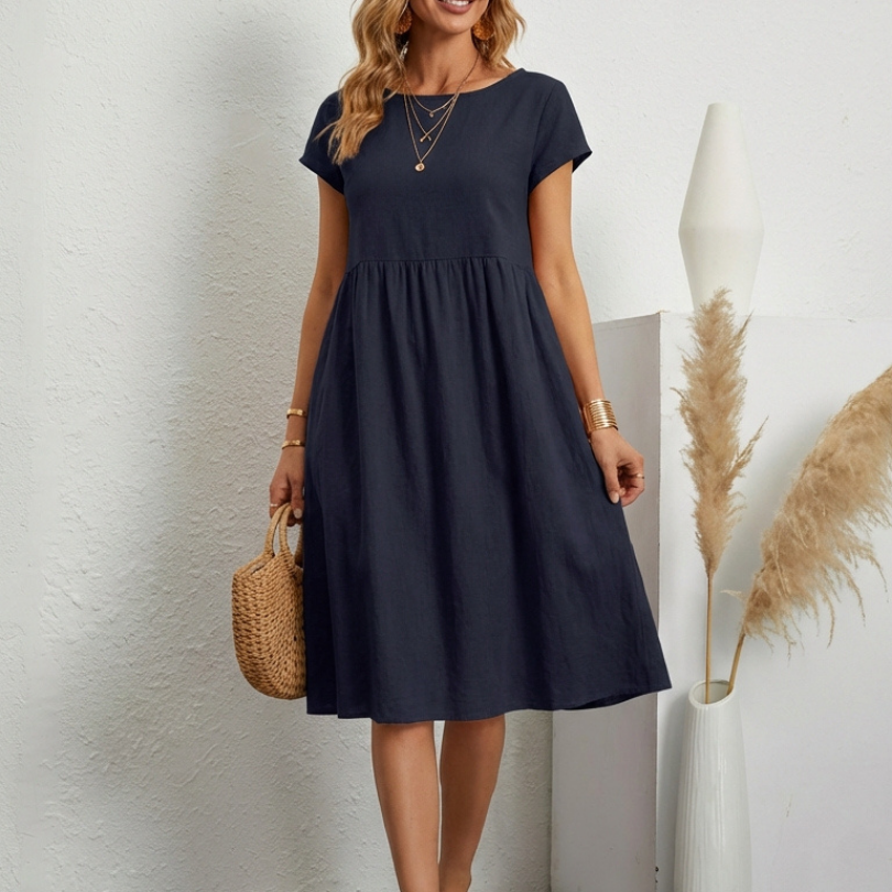 Tamsindra | Short Sleeve Knee Length Pocket Dress