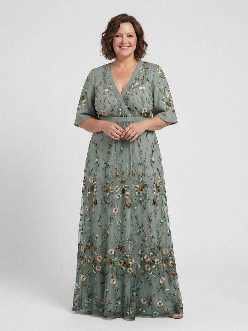 Theawynne | Floral V Neck Short Sleeve Maxi Dress