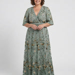 Theawynne | Floral V Neck Short Sleeve Maxi Dress
