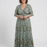 Theawynne | Floral V Neck Short Sleeve Maxi Dress