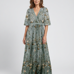 Theawynne | Floral V Neck Short Sleeve Maxi Dress