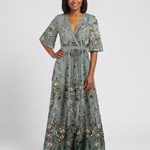 Theawynne | Floral V Neck Short Sleeve Maxi Dress