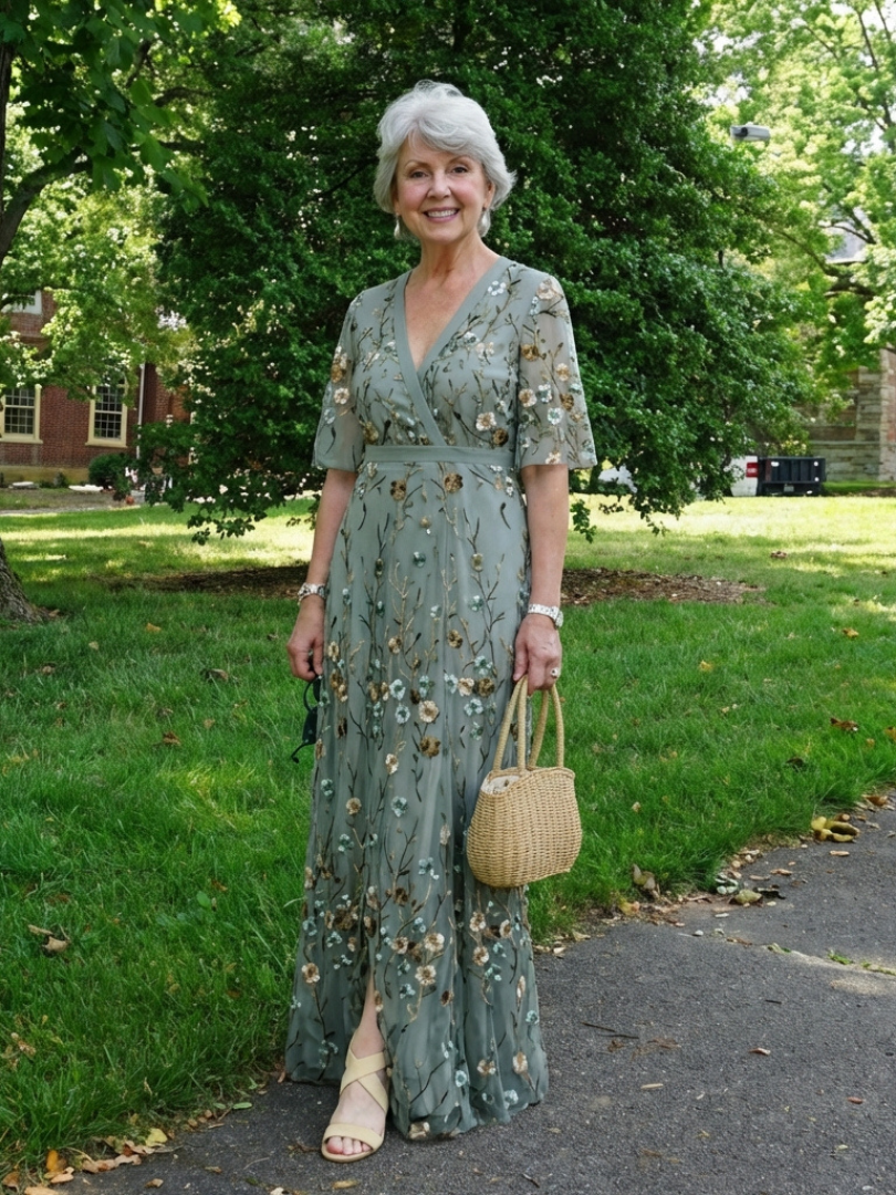 Theawynne | Floral V Neck Short Sleeve Maxi Dress