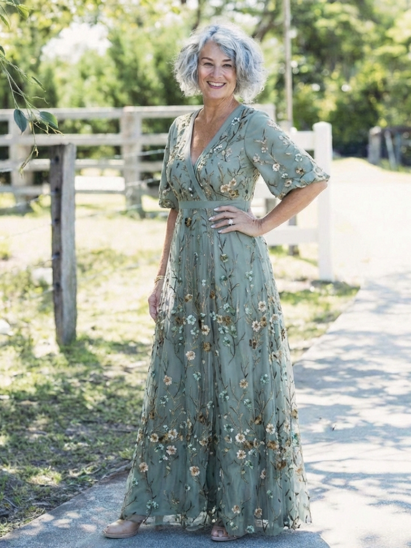 Theawynne | Floral V Neck Short Sleeve Maxi Dress