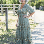 Theawynne | Floral V Neck Short Sleeve Maxi Dress