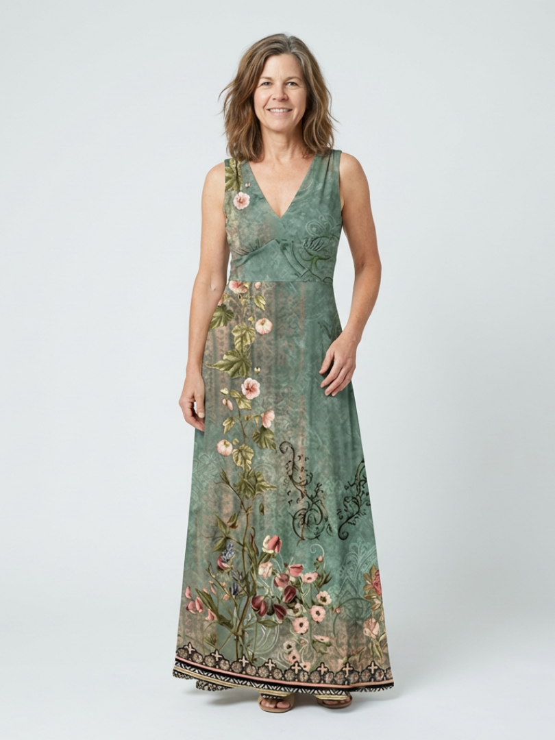 Norda | Sleeveless V Neck Floral Maxi Dress