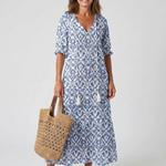 Nilabeth | Floral V Neck Short Sleeve Midi Dress