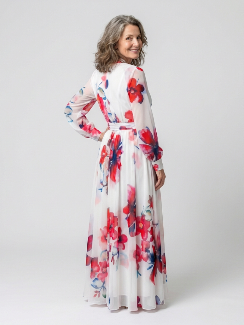 Mirarina | Floral Long Sleeve Wrap Maxi Dress
