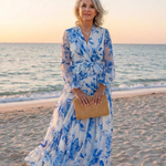 Mirarina | Floral Long Sleeve Wrap Maxi Dress