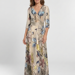 Lorna | Three Quarter Sleeve Floral Maxi Wrap Dress