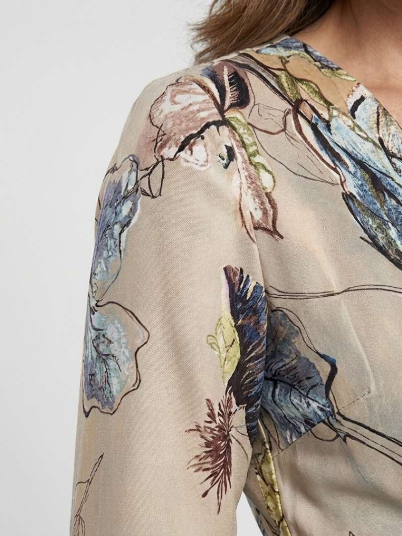 Lorna | Three Quarter Sleeve Floral Maxi Wrap Dress