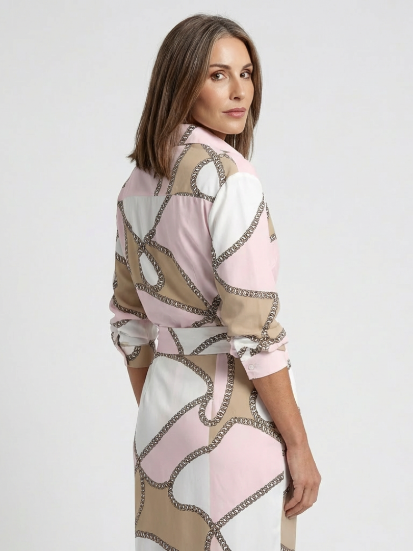 Isabeth | Long Sleeve Printed Midi Wrap Dress