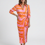 Isabeth | Long Sleeve Printed Midi Wrap Dress