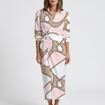 Isabeth | Long Sleeve Printed Midi Wrap Dress