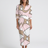 Isabeth | Long Sleeve Printed Midi Wrap Dress