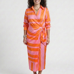 Isabeth | Long Sleeve Printed Midi Wrap Dress