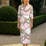 Isabeth | Long Sleeve Printed Midi Wrap Dress