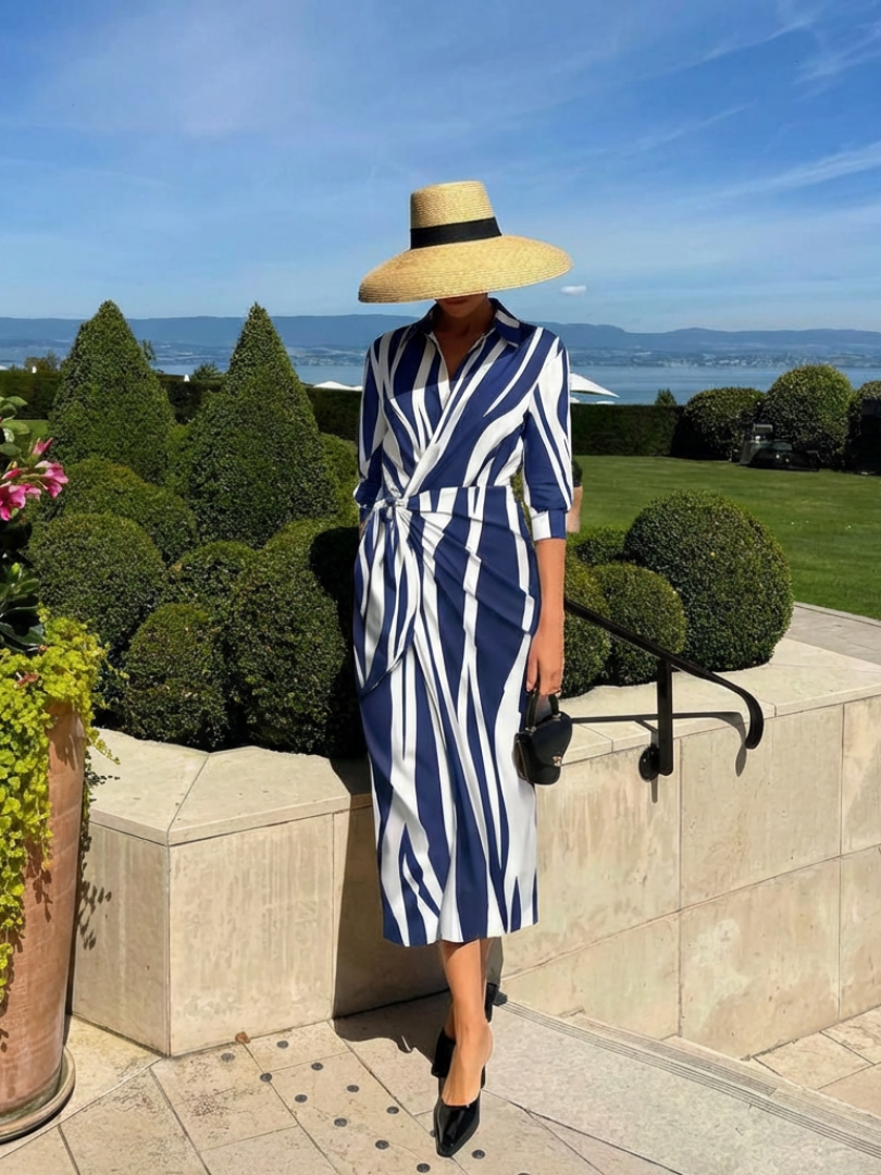 Isabeth | Long Sleeve Printed Midi Wrap Dress