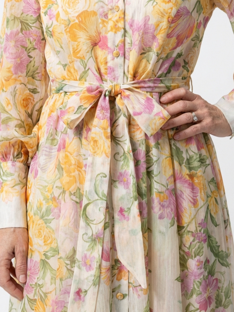 Liarina | Floral Sheer Long Sleeve Maxi Dress