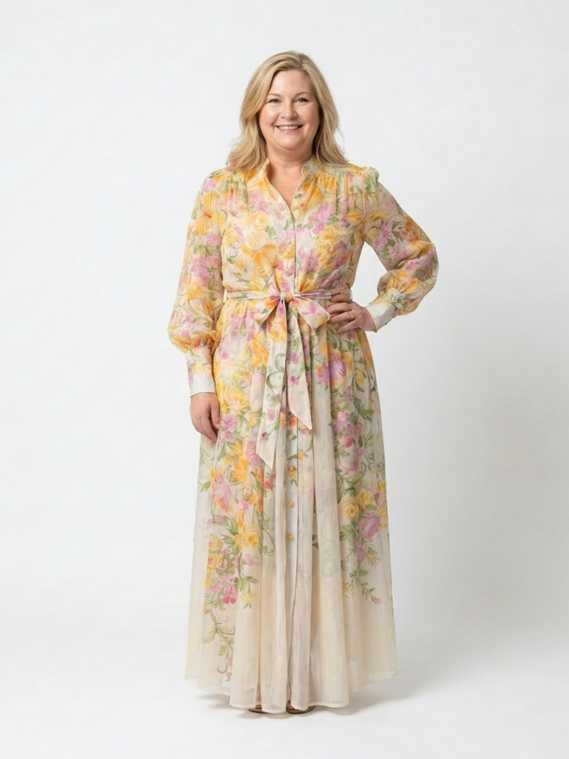 Liarina | Floral Sheer Long Sleeve Maxi Dress