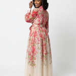 Liarina | Floral Sheer Long Sleeve Maxi Dress