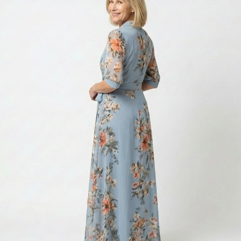Isavia | Floral Wrap V Neck Maxi Dress