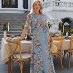 Isavia | Floral Wrap V Neck Maxi Dress
