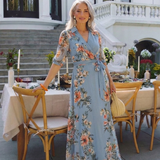 Isavia | Floral Wrap V Neck Maxi Dress