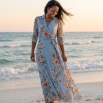 Isavia | Floral Wrap V Neck Maxi Dress