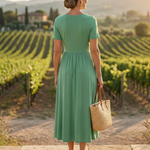 Wrennalia | Short Sleeve V Neck Maxi Dress