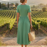 Wrennalia | Short Sleeve V Neck Maxi Dress