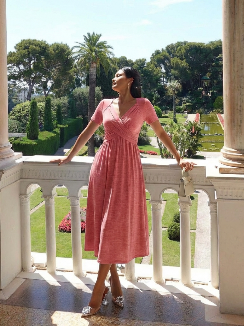 Wrennalia | Short Sleeve V Neck Maxi Dress