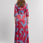 Delra | Three Quarter Sleeve V Neck Floral Maxi Dress