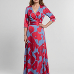 Delra | Three Quarter Sleeve V Neck Floral Maxi Dress